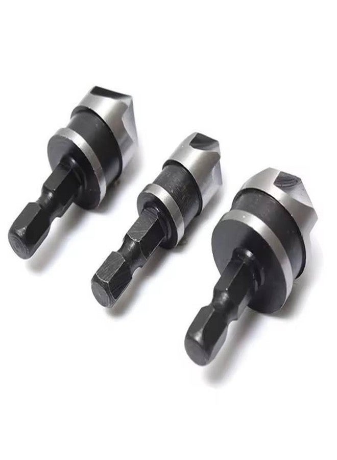 NityaEcommerce 3 Pieces 5 Flute 90 Degree Chamfering Countersink Drill Bit Set, 1/4 Inch Hex Shank HSS Countersink Drill Bits for Woodworking Countersinking Drilling Tool 12mm 16mm 19mm - Image 1
